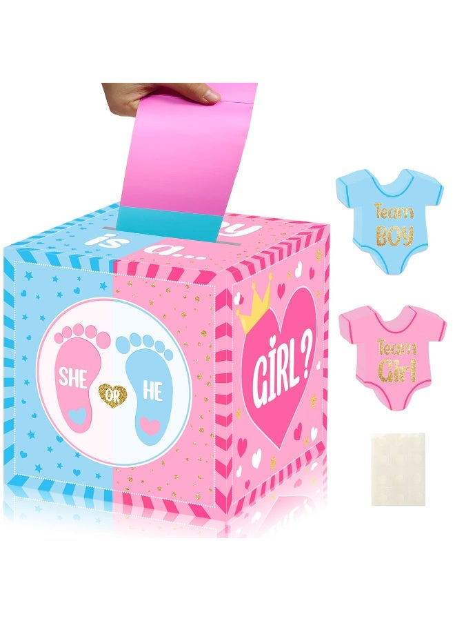 hongpar Baby Gender Reveal Pull Out Game , Voting Box with 60 Ballot Cards, Boy or Girl, Party Supplies,Pink and Blue - Image 1
